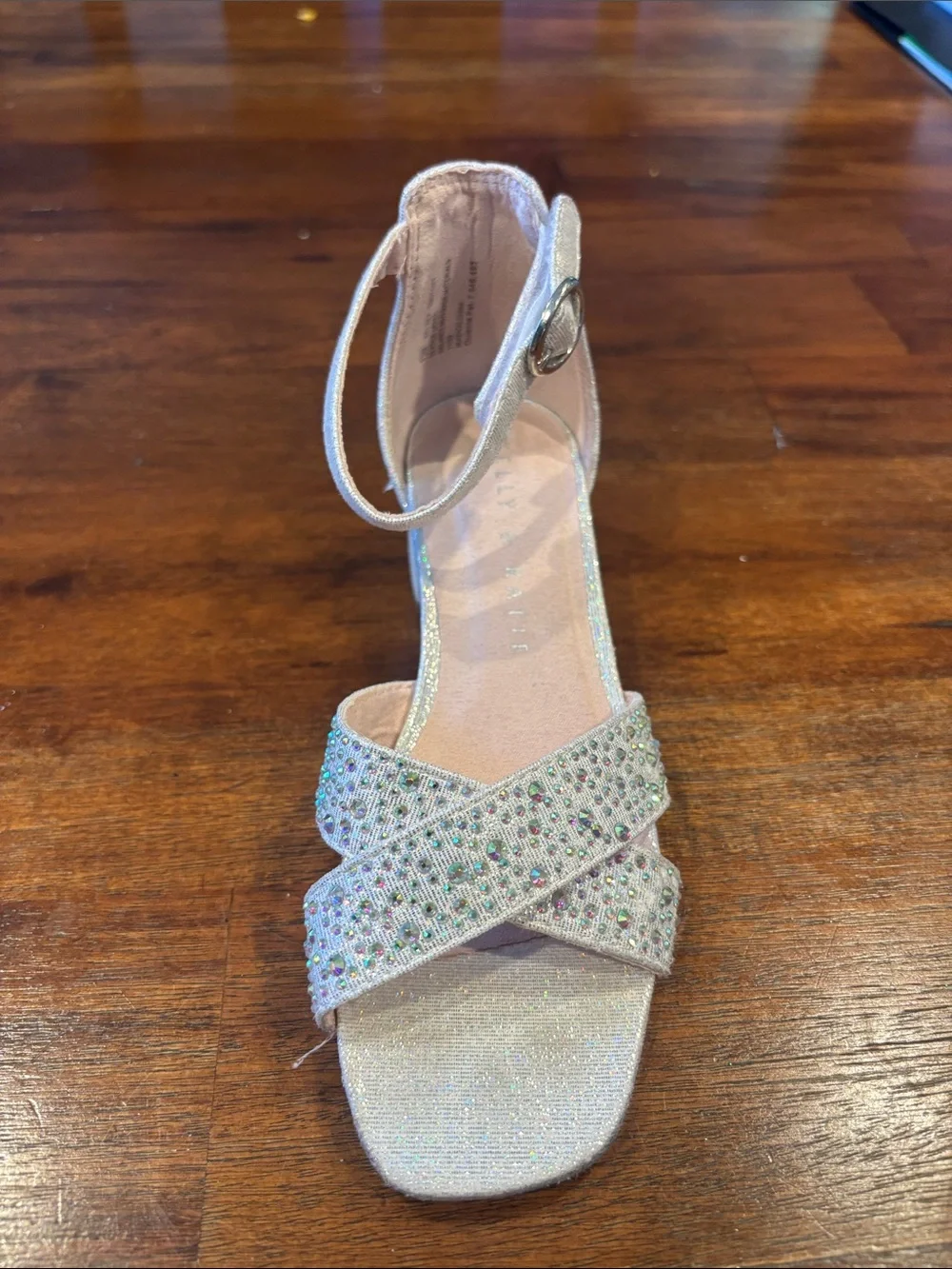 Kelly & Katie Glitter Cross-Strap Ankle Strap Sandals - silver. Size 13